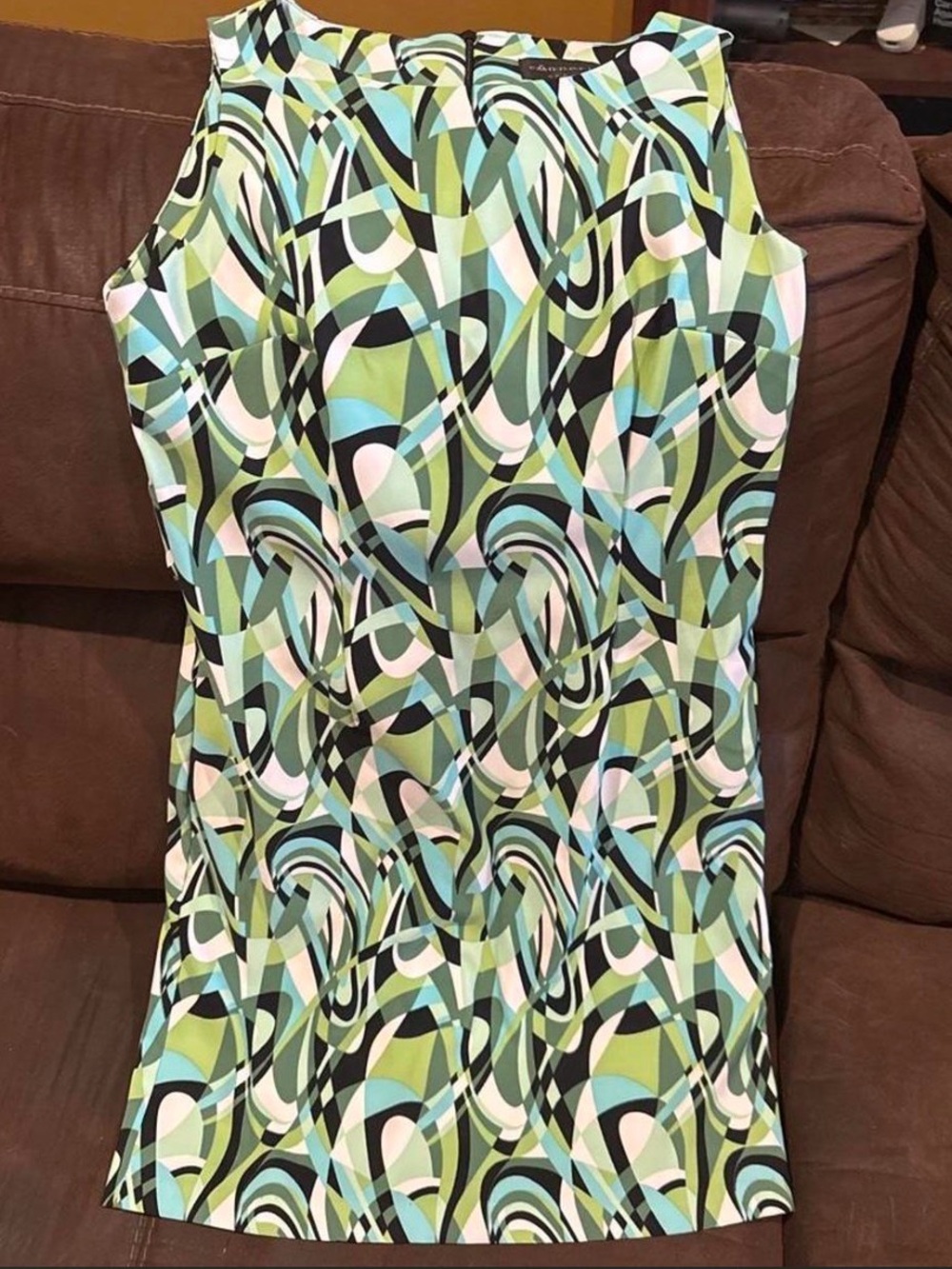connected apparel Multicolor Geometric Print Top in Green, Aqua & Black